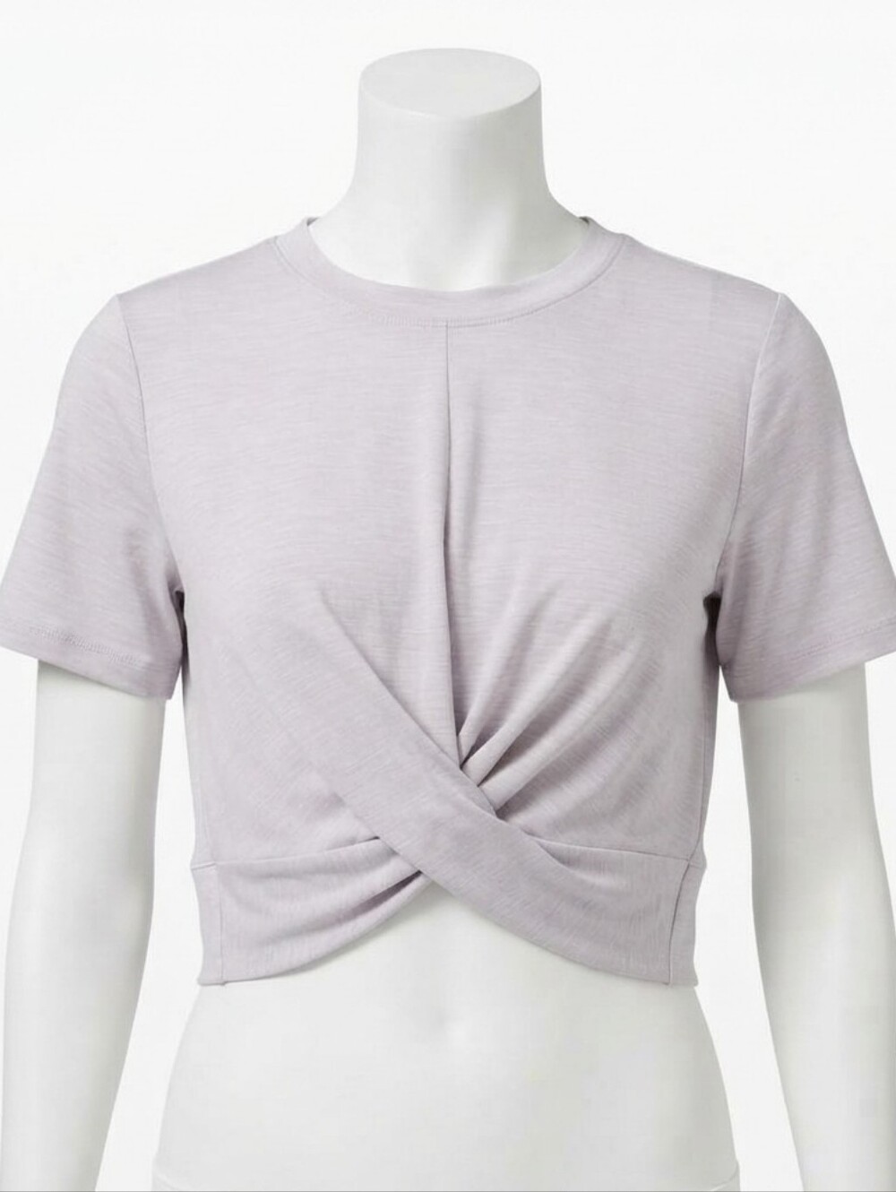 Alia Twist-Front Short Sleeve Top - Light Gray